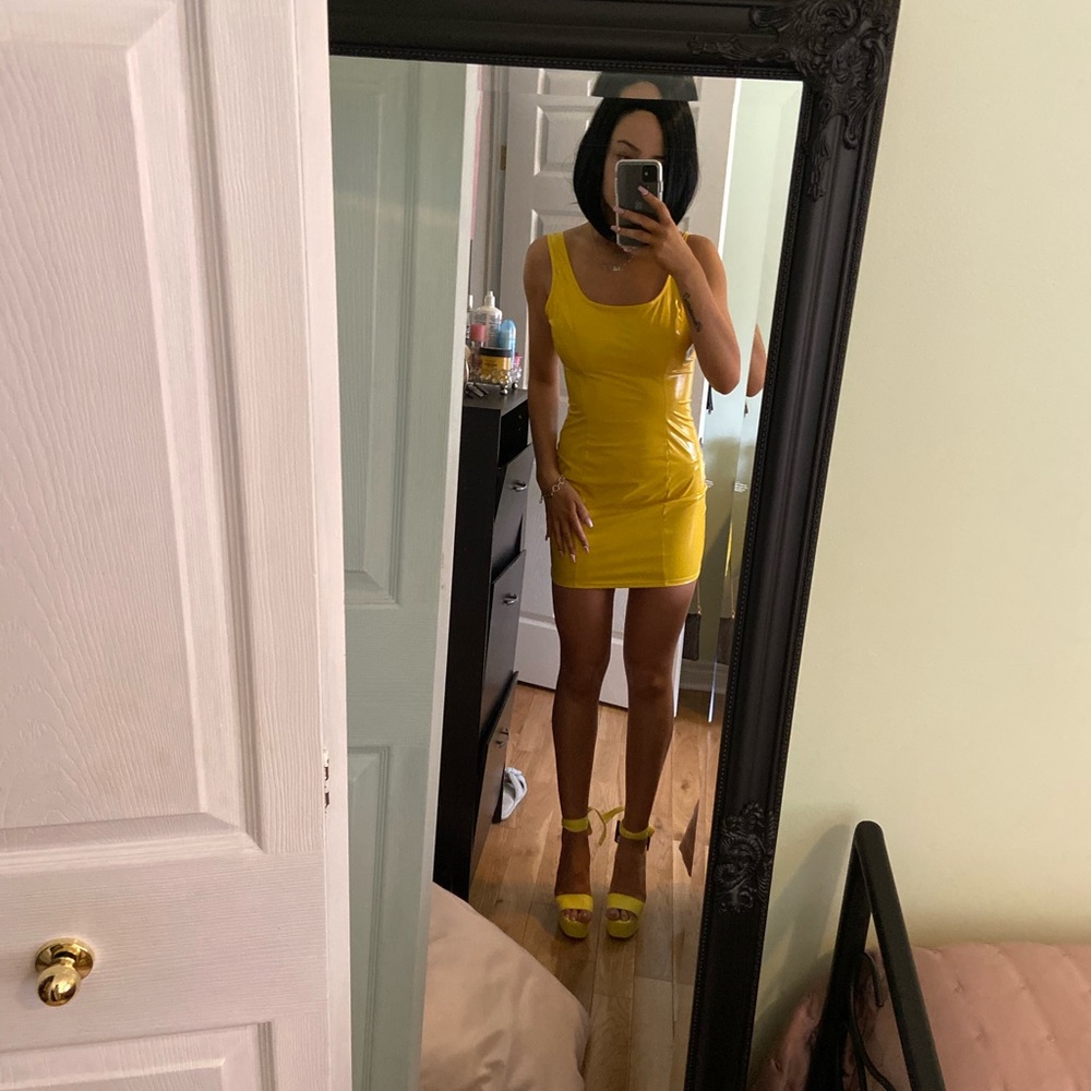 Yellow latex dress